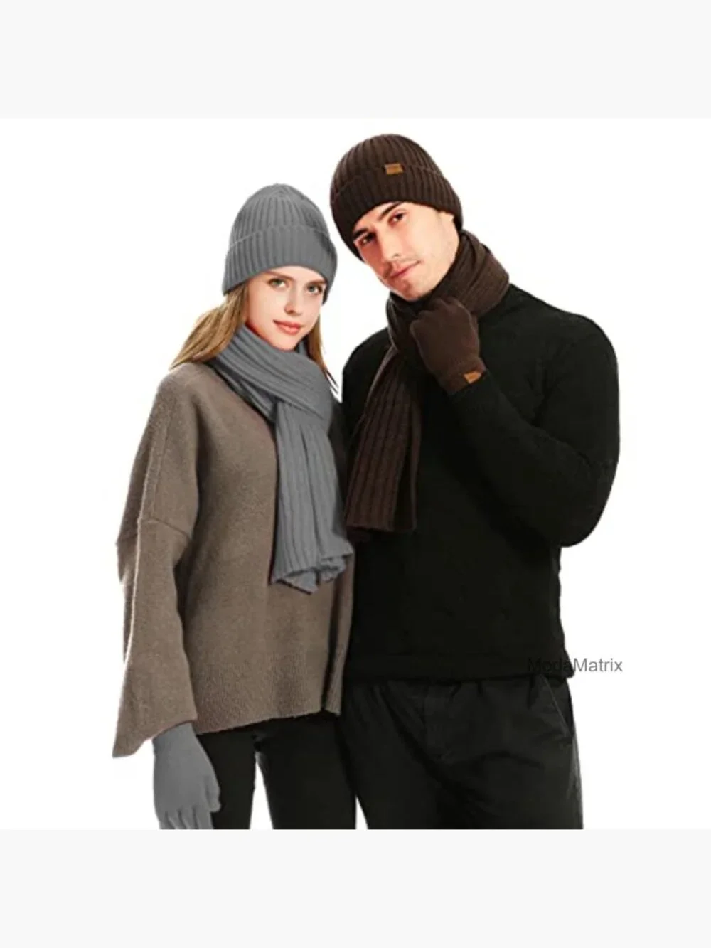 Unisex 3-Piece Knit Hat Scarf Gloves Set Warm Touchscreen Winter Gear